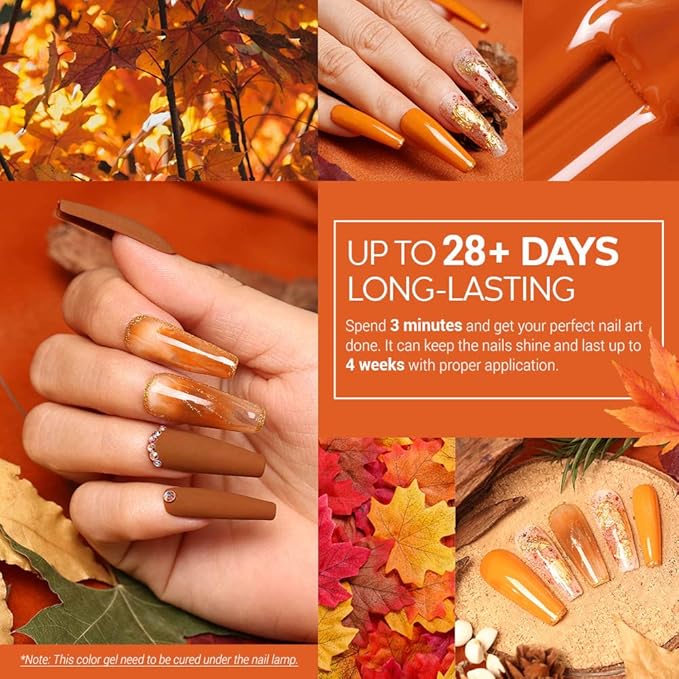 modelones 20 Colors Gel Nail Polish Kit, Fall Winter Gel Polish Set Soak Off Nail Polish Kit with Glitter, Glossy and Matte Top Base Coat DIY Manicure at Home