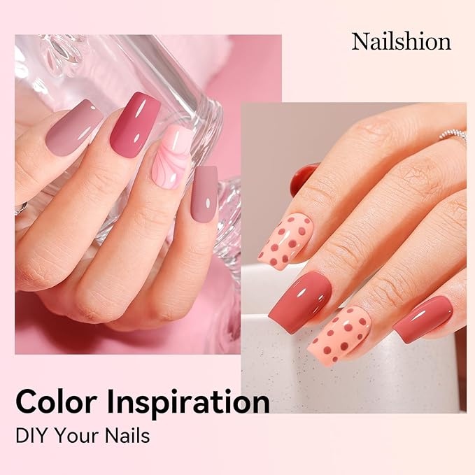 6 Colors Nail Polish Set, Neutral Nude Beige Dusty Pink Fingernail Polishes All Seasons, Opaque, Rapid Dry Natural Nail Art Manicure Salon DIY at Home for Women