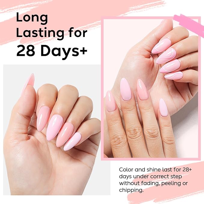 Nicedeco Hema Free Rubber Base Gel Polish for Nails 6 Pcs Cruelty Free Vegan Rubber Gel Nail Strengthener Nude Pink Nail Gel Polish Set 37