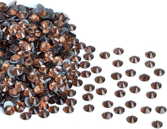 2880 Pieces SS8 Smoked Topaz Hotfix Rhinestones Flatback Round Crystal Glass Rhinestones Gems for Crafts Nail Face Art Clothes Shoes Bags DIY