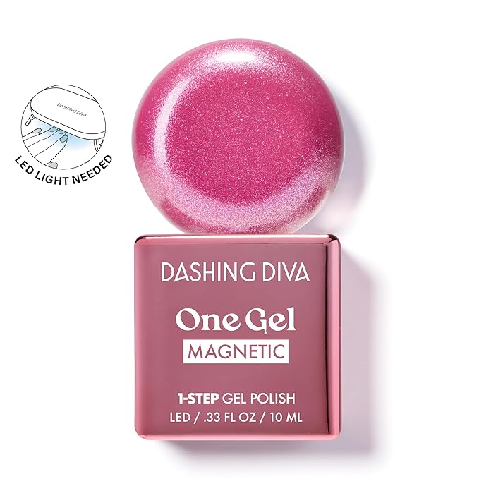 Dashing Diva One Gel Magnetic Starter Kit - Villainous - 3 in 1 Base Coat, Nail Color & Top Coat - Magnetic Polish - 9-Piece Manicure Set with LED Gel Lamp