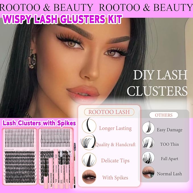 Lash Clusters with Spikes, 60D+80D Left Right Eyelash Clusters Extensions Individual D Curl Fluffy Wispy False Eyelashes DlY Manga Lashes Extension (12-22mm, Left Right Lash Clusters)