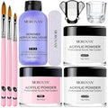 Morovan Acrylic Nail Kit: Clear Pink White Powder and Professional Liquid Set for Nail Extension - DIY at Home With Brush for Beginners