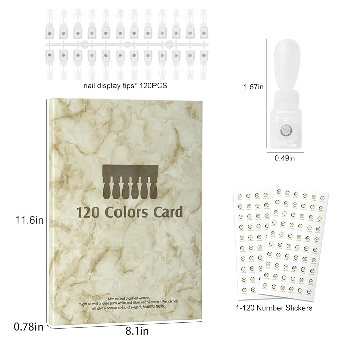 Magnetic Nail Swatch Book,120 Nail Color Display Book with 120 Magnetic Tips,Professional Nail Salon Color Display Book for Easy Preview & Storage