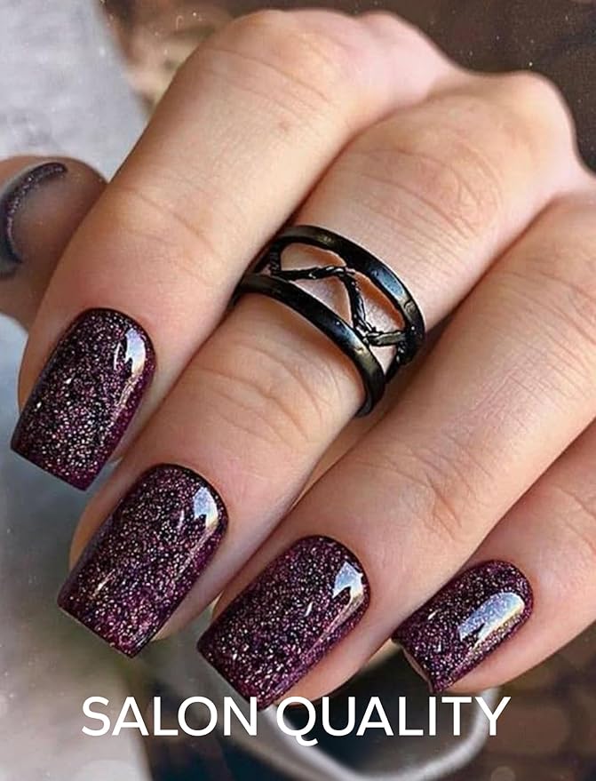Nail Polish Strips – 32PCS UV Free Salon Quality Wraps, Long Lasting Gel Nail Stickers for Women (Garnet Glimmer)