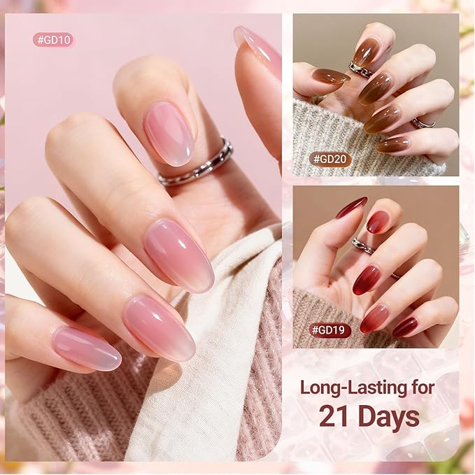 JODSONE 36Pcs Jelly Gel Nail Polish Kit with 4 Functional Gel for All Seasons