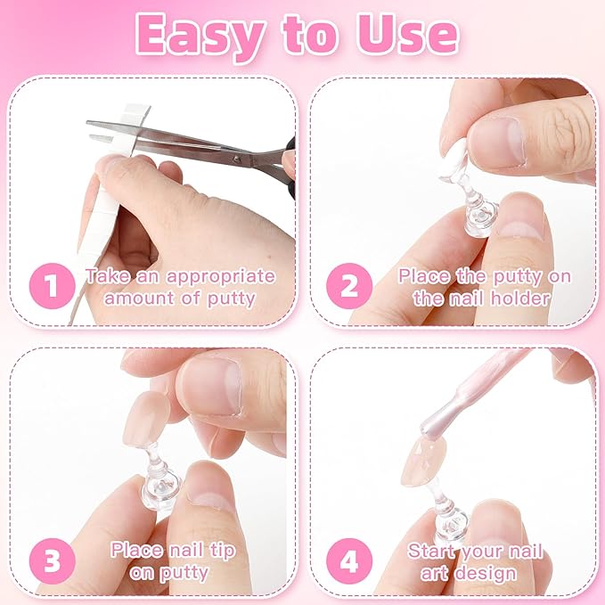 Nail Stand Nail Holder for Painting Nails 2 Sets Press on Nails Stand Display with 96 Pcs Reusable Adhesive Putty Clay Magnetic Acrylic Nailss Art Tools Accessories for DIY Salon Supplies Transparent