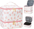 Nail Polish Organizer Aesthetic Nail Organizers and Storage, Bow Nail Supplies Kit Organizer Travel Carrying Case for Manicure Tools (Bow A, 2 Layer)