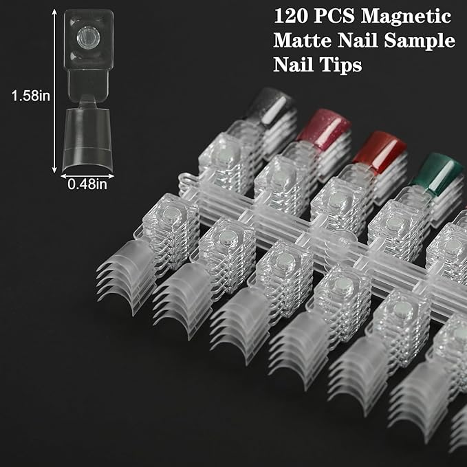 120PCS Magnetic Nail Color Display Tips,Premium Acrylic False Nail Tips for Gel & Regular Polish, Durable, Easy to Color,Perfect for Nail Practice & Professional Use (Magnetic nail tips)