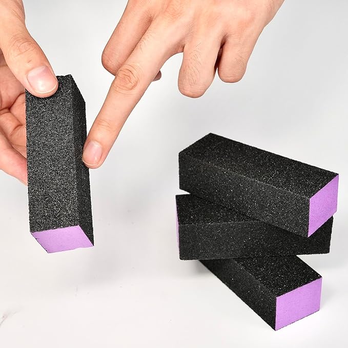 14 Pack Nail Buffer Block, Professional Manicure Tools, 100/180 Grit, Black Purple 3 Sides Nail Files Art Pedicure Manicure File