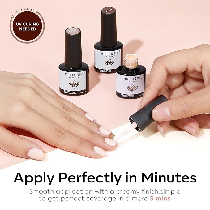 modelones Gel Nail Polish Set -6 Colors Nude Brown Gel Polish Kit Neutral Raspberries Purple Pearl Glitter Nail Polish Soak Off LED Starter Kit Manicure Nail Art Salon DIY Gift