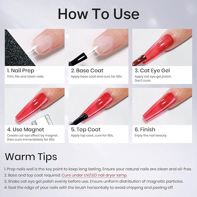 MIZHSE Cat Eye Gel Nail Polish 20 Colors, Ceramic Magnetic Gel Polish Set with Magnet Stick, Trendy Colors Cateye Effect Soak Off Nail Art Salon Home DIY Gift for Women
