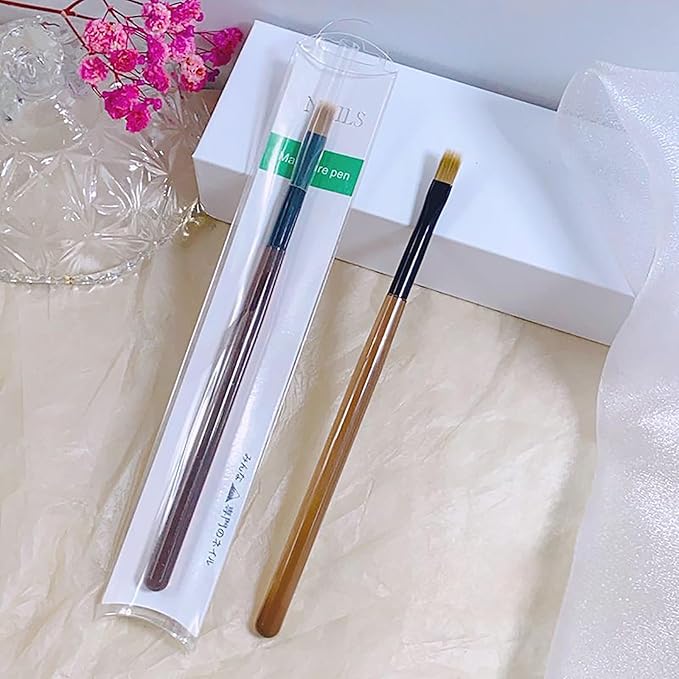 Ombre Nail Brush (Thicken), Precise Gradient & Lace Nail Art Painting Brushes Pen, Acrylic Ombre Brush for Nails, Mahogany Manicure Design Tools for DIY & Salon Gel Polish - 1 Pack