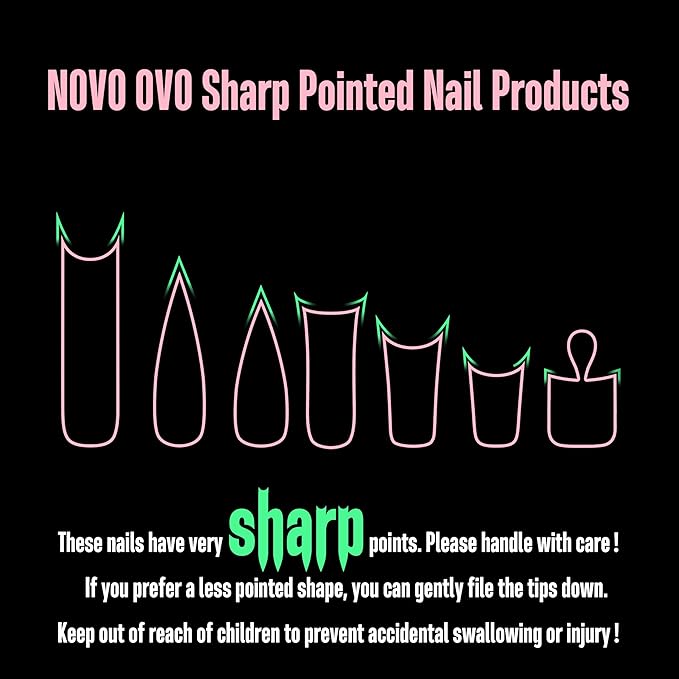 NOVO OVO Long Duck Nail Tips Full Cover Gel X Sculpted (not Natural) Soft Gel Duck Nails Tips with Moon Curve for Deep C-Curve Beds, Extra Thick Flare Tips, Transparent Clear, 15 Sizes 240 Pcs