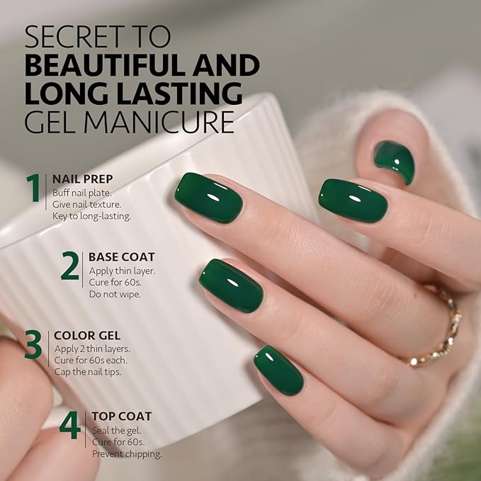 GAOY Green Gel Nail Polish, 16ml Soak Off Gel Polish, UV Light Cure for Nail Art DIY Manicure at Home, 2477 Emerald Green