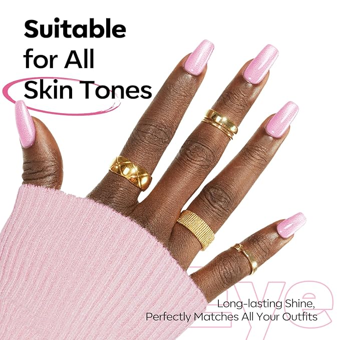 modelones Pink Cat Eye Gel Polish Slik Glitter Holographic Jelly Glass Cat Eye Light Rose Shimmer Reflective Translucent U v Gel Magnetic Valentine Nail Polish 15 ML