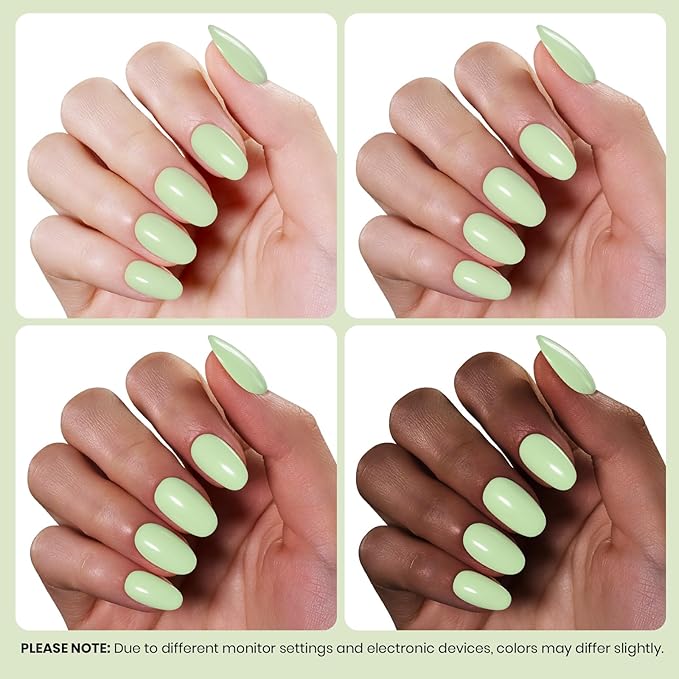 Beetles Green Gel Nail Polish - OxygenGreen 15ML, Hema Free Pastel Green Gel Polish, Same Color Same Bottle, Soak Off UV LED Lamp Pastel Nails Art, Manicure Salon DIY Spring Nails for St Patricks Day