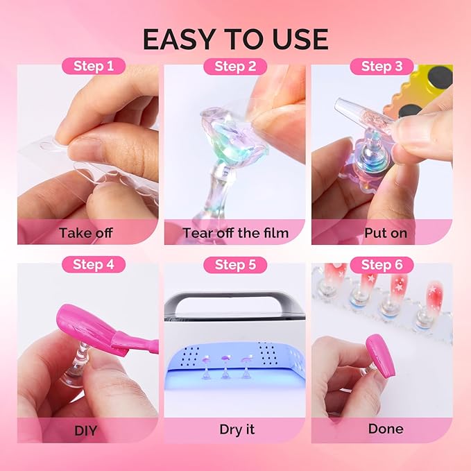 MelodySusie Nail Stand for Press Ons, 2 Sets Aurora Acrylic Magnetic Base for Painting Display Holder with Reusable Adhesive Putty for Home DIY Salon Supplies