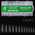 Long Square Nail Tips, 240Pcs Full Cover Soft Gel Nail Tips Pre-shaped 2XL Straight Shape Clear Acrylic False Nail Fake Nail Extension Press On for Salon Home DIY 12 Sizes