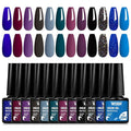 MTSSII Gel Nail Polish Set - 12 Colors Dark Purple, Blue, Navy, Dark Grey, Glitter, Red, Black Shimmer Gel Nail Gifts for Women, DIY Salon Home Manicure