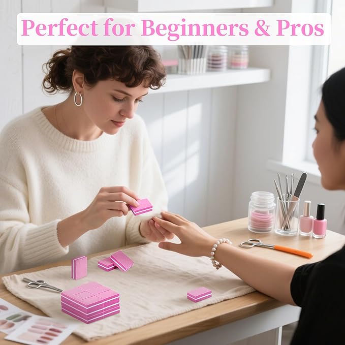 100 Mini Nail Buffers Block - 80/100 Grit Mini Buffing Block limas para uñas Fingernail Files Bulk Dual Grit Nail Files for Acrylic Gel Natural Nails Manicure Pedicure Portable Nail Care Kit