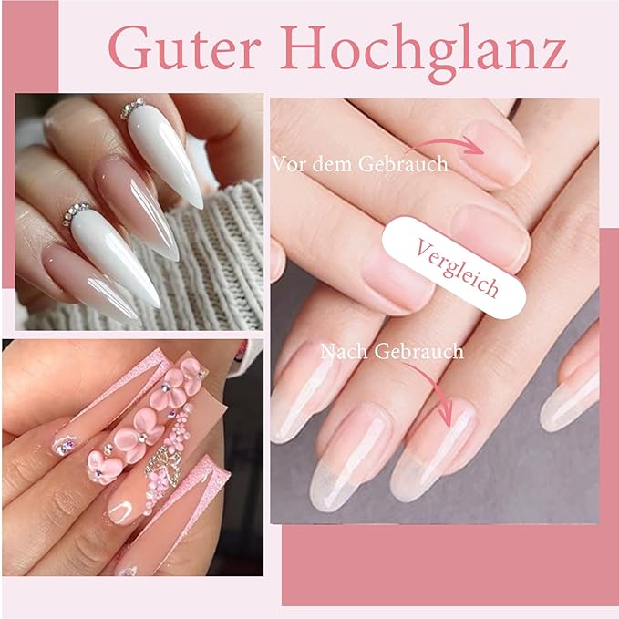 6Colors/Set Acrylic Powder Glitters Professional Carving Nail Polymer Tip Extension French Pink White Clear Adhesive Rhinestone Nail Art Supplies 3D Tips Sculpting Crystal Nail Dipping