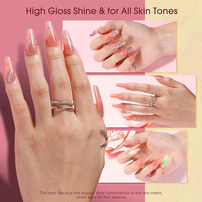 ROSALIND Nude Pink Christmas Poly Nail Gel, 2 oz Extension Rose Pink Neutral Builder Pink Gel Quick Building, Gel Acrylic Poly in Tubes for Nail Extension