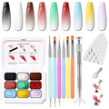 Christmas Gel Polish, 9 Colors Ombre Patting Gel Nail Polish Palette 100 Sponges 6 Brushes 1Grabber, Blending Color Gradient Painting Nails Art, No Wipe, UV/LED Cured (Set 03)