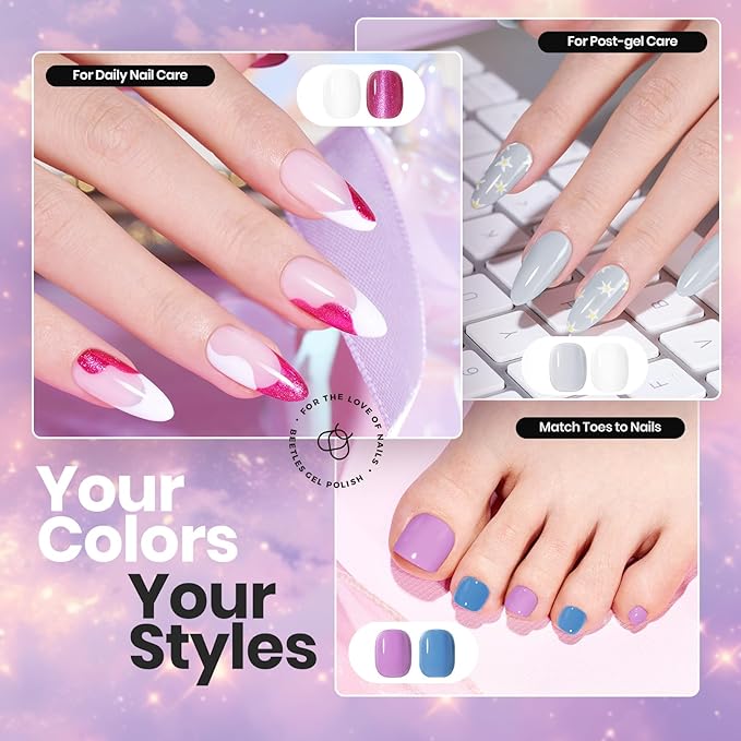 Beetles Nail Polish Set - Quick Dry Nail Polish Kit 12 Colors Pink Glitter Green Blue Yellow Red Regular Air Dry Fingernail Polish Pack for Women Valentines Gift Beetles Colorful Canvas 12 Colors