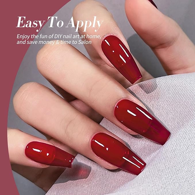 Born Pretty Jelly Red Burgundy Gel Nail Polish Valentine's Day Ruby Blood Red Glitter Cat Magnetic Eye Gel Nail Polish Wine Gel Polish Collection Soak Off U v Led Gel Nail Kit Minicure DIY Gift 6PCS