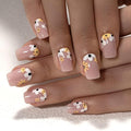 Curvlife Soft Gel Press On Nails Kit - 30pcs Full Cover False Little daisy Nail Tips Designs, Fake Nail with Nail Glue - Easy Application Nail Accessories for Women