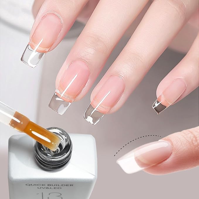 CANNI 6 Pcs 9 Ml Clear Quick Builder Nail Gel Polish Set- Milky White Neutral Nude Pink Colors Builder for Nails Strengthener Gel Thickening Extension for Beginners DIY Home Salon Manicure
