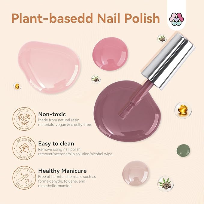 SAVILAND Nail Polish Set Valentines: Burgundy Dark Red Purple Green Quick Dry Nail Polish Regular Kit with Castor Oil Base and Top Coat Nail Lacquer Set DIY Art at Home Gift 12 Colors