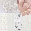 Zoance Nail Art Stickers Luxury Rhinestones Pearls 5D Embossed Customized Nail Decals, Self-Adhesive Flowers Butterflies Design Nail Stickers for Women Girls Salon Home DIY Nail Decoration Accessories