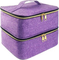 Meichoon Essentials Nail Polish Carrying Organizer 2 Layers Storage Holder Case with Adjustable Bottle Compartment 30 Bottles of Gel lamp and Manicure Tools Large Makeup Bag Travel Purple