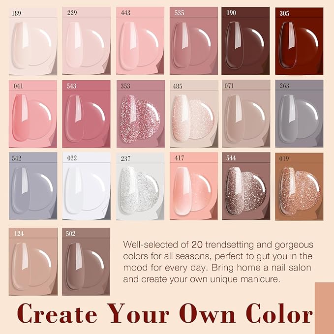 AZUREBEAUTY 29 Pcs Dip Powder Nail Kit Starter, 20 Colors Summer Pastel Pink Red Orange Glitter Acrylic Dipping Powder Liquid Set with Base&Top Coat Activator French Nail Art Manicure DIY Salon Gifts