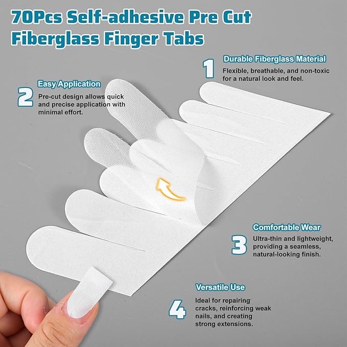 84 PCS Fiberglass Nail Wrap Extension Nail Repair Patches Silk Wrap for Nails Self Adhesive Nails Repair Tape for Broken Split Reinforcement Home Salon DIY Art Tools