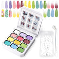 Gradient Painting Gel, 12 Bright Colors Ombre Gel Nail Polish with 100Pcs Nail Sponges &Tweezer for Pigment Pat Nails Aura Nails French Manicure Soak Off UV Set Solar Flare Palette