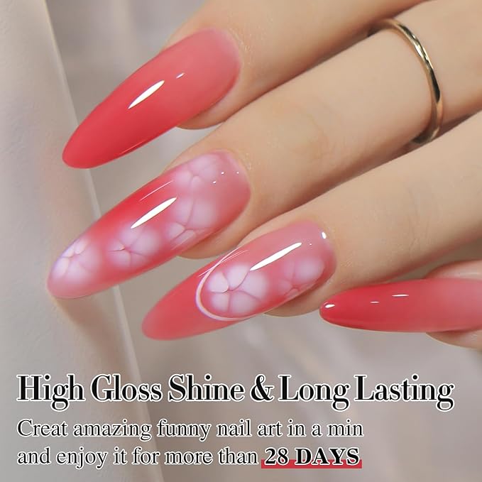 Double Rhythm 2 Pcs 0.5 Oz Blooming Gel Nail Polish Set 15 ml Spreading Effects Clear Gel Nail Polish Kit Nail Art Salon DIY (Bloom Clear)