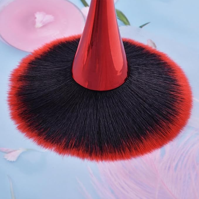 Nail Dust Brush, Red Soft Duster Brush Nail Art Dust Powder Remover Makeup Manicure Brushes Clean Up Tools for Acrylic Nails