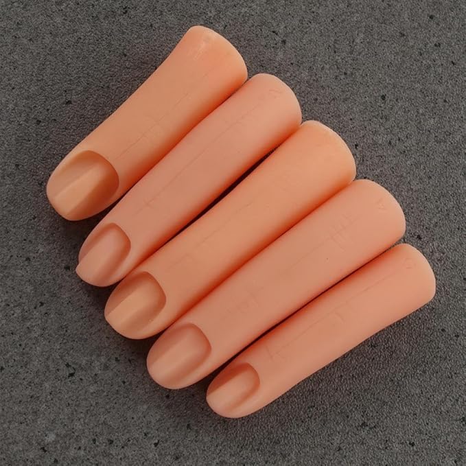 5Pcs Silicone Practice Fingers,Fake Nail Training Finger Soft Realistic Joint Nail Practice Fingers Manicure False Fingers for Hand Nail Art Training Display Tools