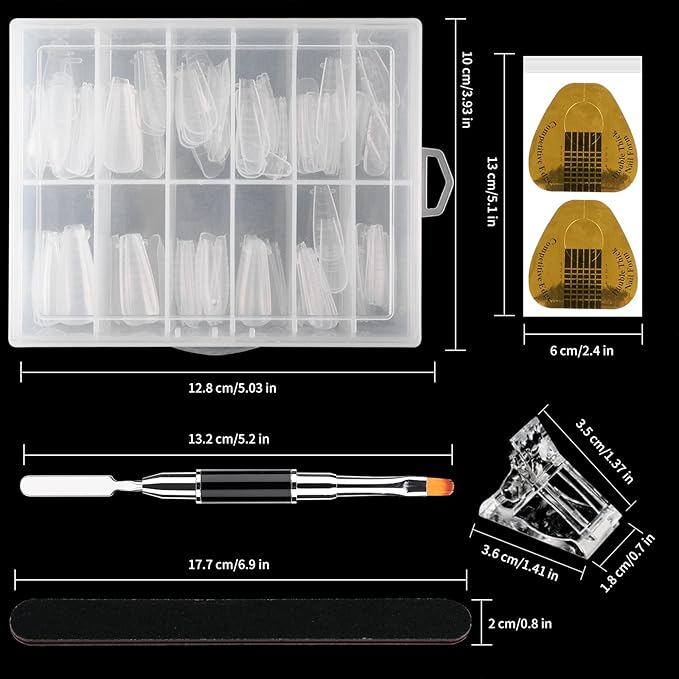 LIONVISON Poly Gel Nail Forms: 120Pcs Coffin Shape Nail Forms for Builder Gel Reusable - 12 Sizes Extension Acrylic Nail Molds Sets - False Nail Tips for Manicure Nail Art Design Salon DIY-StilettoA