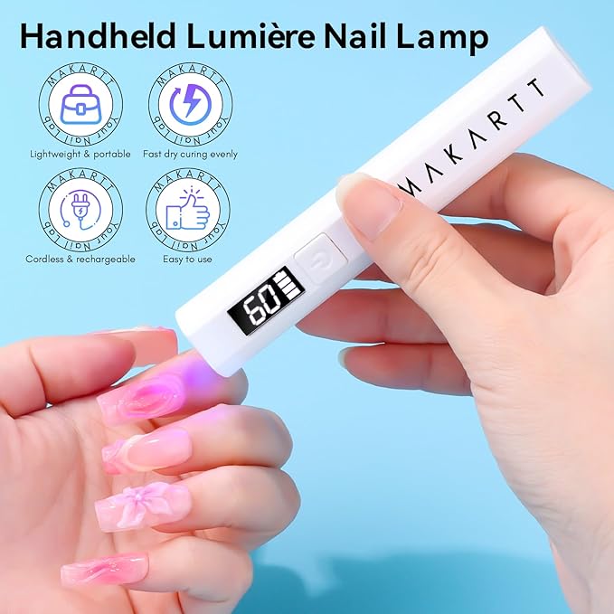 Makartt Nail Rhinestone Glue for Nails Bundle with Makartt UV Light for Gel Nails: Handheld Mini UV LED Nail Lamp Portable Lumière Nail Dryer for Curing Gel Polish Nail Glue Rechargeable USB