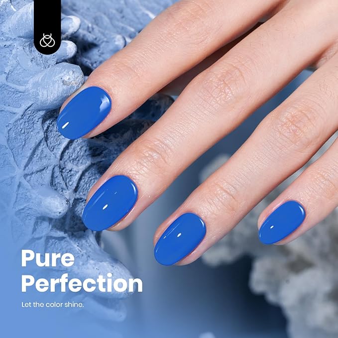 Beetles Blue Gel Polish - Hema Free Abyss Halo Blue Gel Nail Polish, Soak off UV Led Lamp Spring Nails Art Colorful Bottle Manicure Gifts for Women