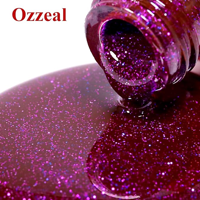 Dark Purple Iridescent Glitter Gel Nail Polish, Sparkle Shimmer Gel Glitter Nail Polish for Art DIY Manicure, 15ML