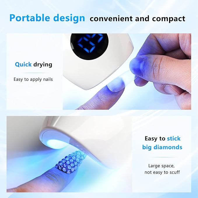 JODSONE Cordless Mini U V Portable Handheld Nail Lamp Rechargeable Model with LED Display Fast Drying for Home Traveling