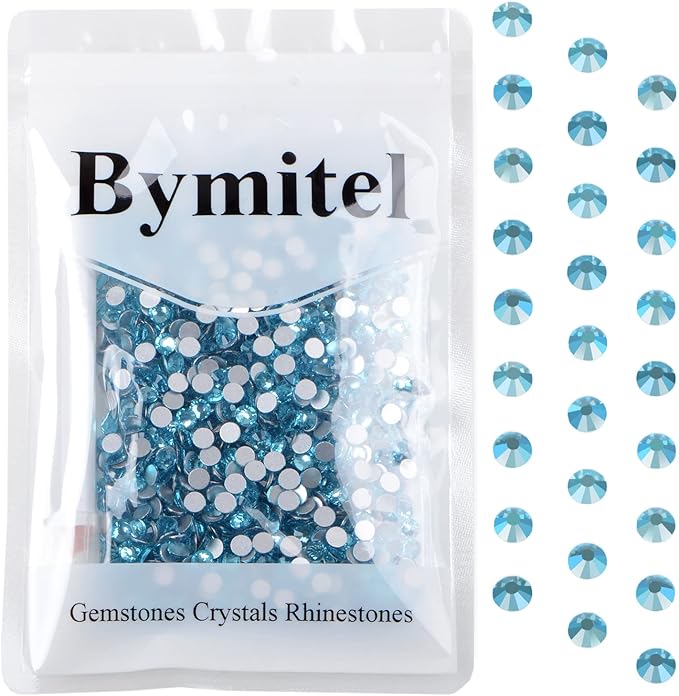1440PCS Art Nail Rhinestones Non Hotfix Glue Fix Round Crystals Glass Flatback for DIY Jewelry Making with one Picking Pen (ss20 1440pcs, Aquamarine)