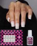 Press on Nails,French tip Short Square, 19 Sizes, 38 Pieces,Fake Nails with Brush-on Glue & Adhesive Tabs (White French Tip)