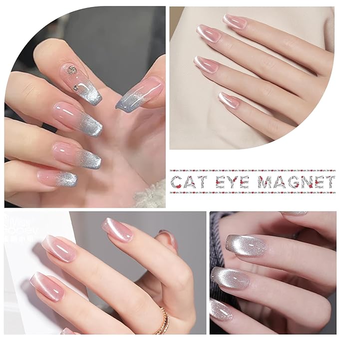 11 PCS Cat Eye Magnets For Nails Magnets For Cat Eye Nails Professional 11 In 1 Nail Polish Magnet For Gel Polish Magnets Wand Magnetic Nail Pen Pink Hexagon Strong Nail Magnet Stick Pens