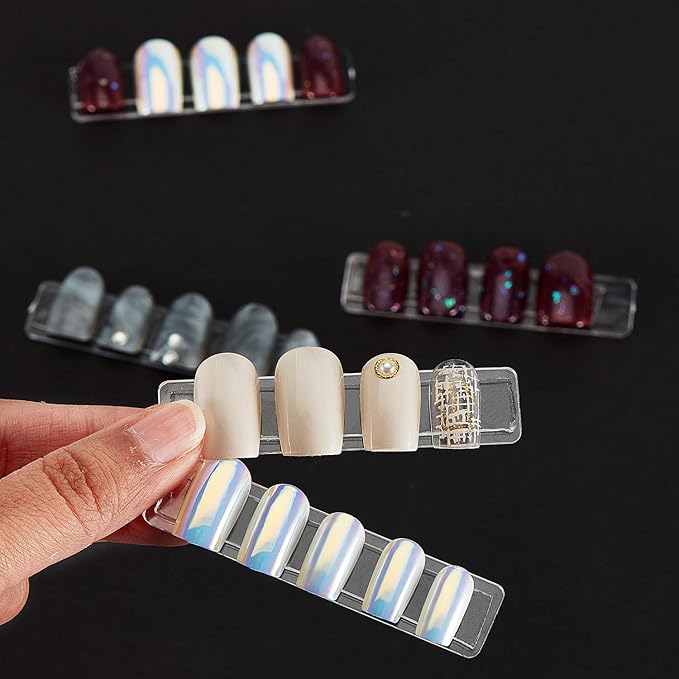 150 Pieces Transparent Nail Display Holder with 5 Meters Double Sided Tape, Acrylic Fake Nail Tips Display Stand with Removable Double Sided Mounting Tape for Nail Salon Color Chart